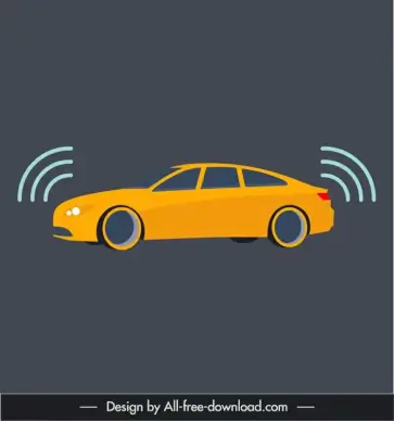 auto sensors design elements car waves sketch flat design
