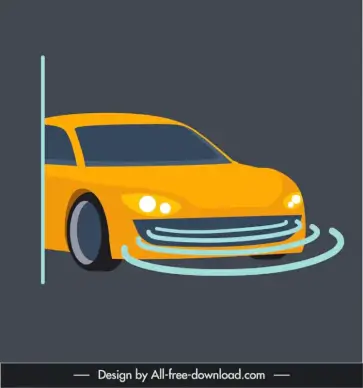 auto sensors design elements flat car line sketch contrast design 