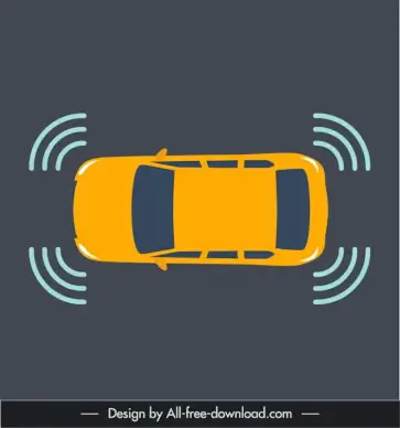 auto sensors sign template car wave sketch symmetric flat design 