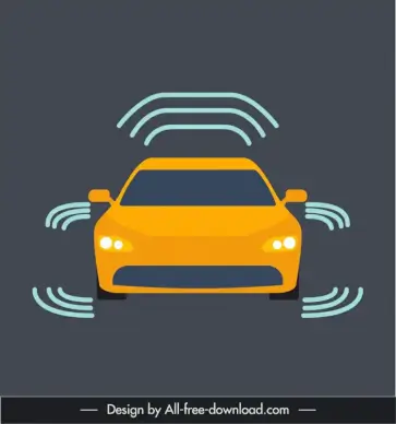 auto sensors sign template symmetric design car waves sketch