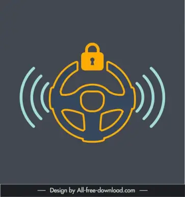 auto sensors sign template symmetric steering wheel waves lock sketch