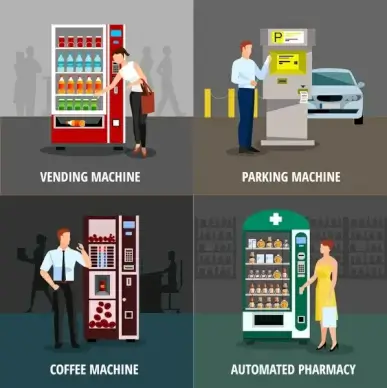 automatic machines concepts illustration with various types