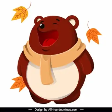 autumn animal icon stylized funny bear sketch