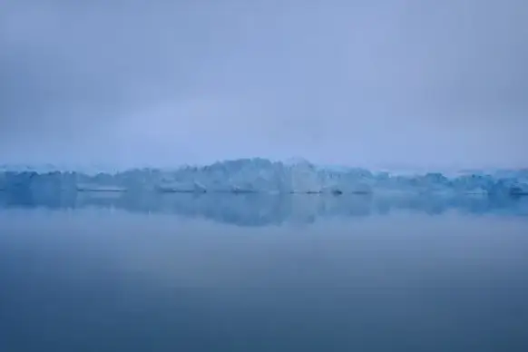 autumn cold dawn fall fog frozen ice lake