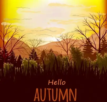 autumn landscape background mountain view ornament