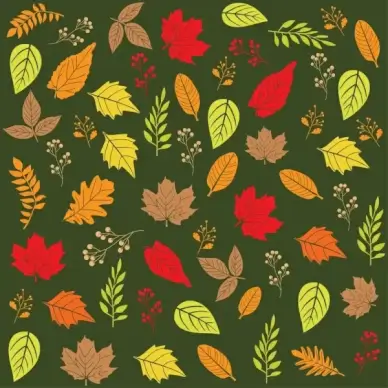 autumn leaves background various repeating colorful flat design
