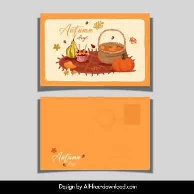 autumn postcard template elegant classic nature elements
