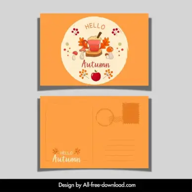 autumn postcard template elegant classical nature elements 