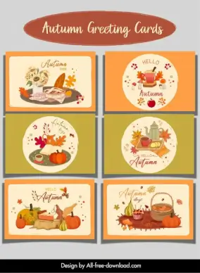 autumn postcard templates collection elegant classic