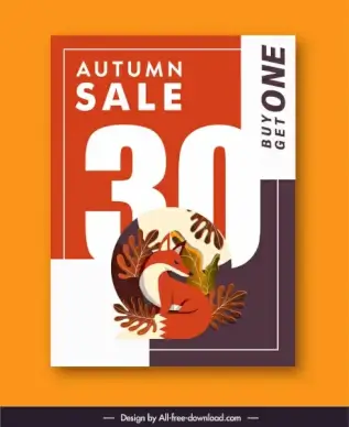 autumn sale poster flat colorful classic nature elements