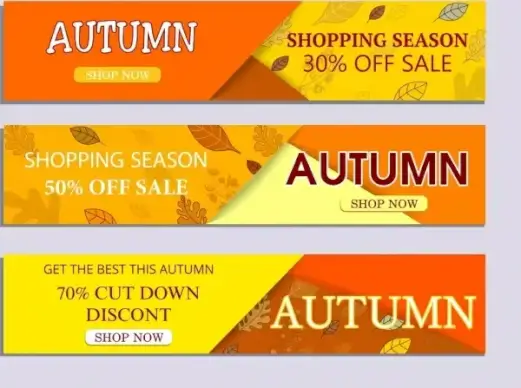 autumn sales bannerts horizontal design leaf icons ornament