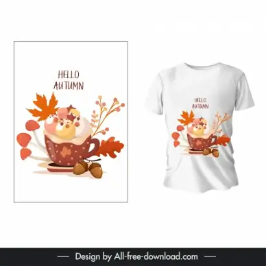 autumn t shirt template cute nature elements 