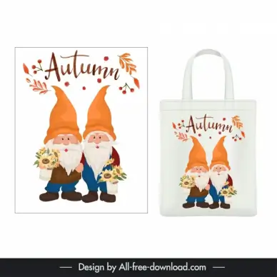 autumn tote bag template cute cartoon