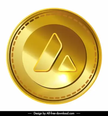 avalanche coin sign icon shiny golden circle design
