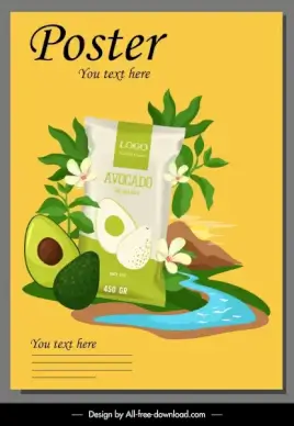 avocado product advertising poster bright colorful elegant decor