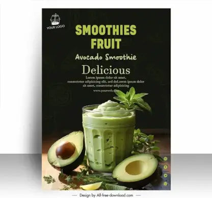 avocado smoothies poster template elegant contrast closeup