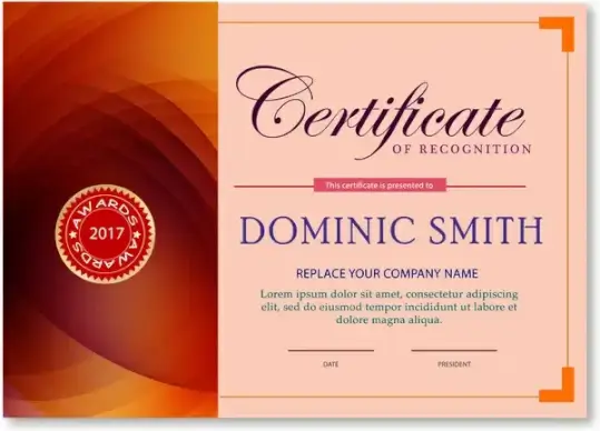 award certificate design with abstract pink background