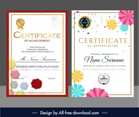 award certificate templates elegant colorful geometric shapes decor