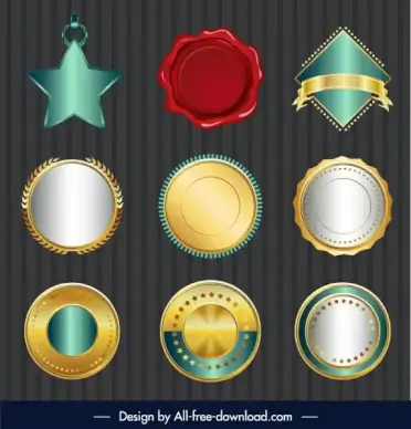 award medal templates elegant shiny colored shapes