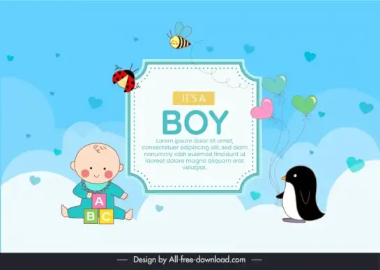 baby boy banner template cute cartoon design 