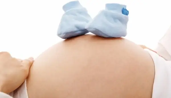 baby boy shoes on belly