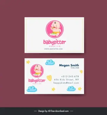 baby care business card template cute kid sky elements
