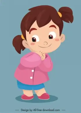 baby girl icon cute cartoon character sketch