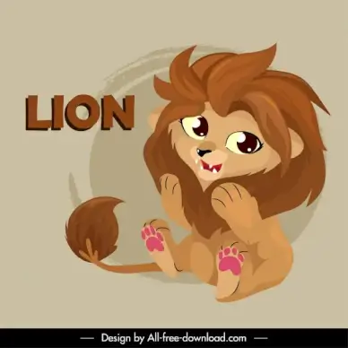baby lion icon cute cartoon character sketch