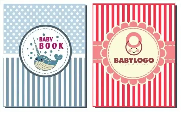 baby logotypes colored flat circle fish kid icon
