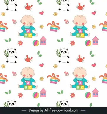 baby seamless pattern template cute kid toys elements