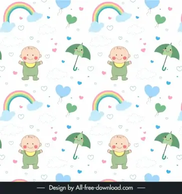 baby seamless pattern template repeating cartoon design