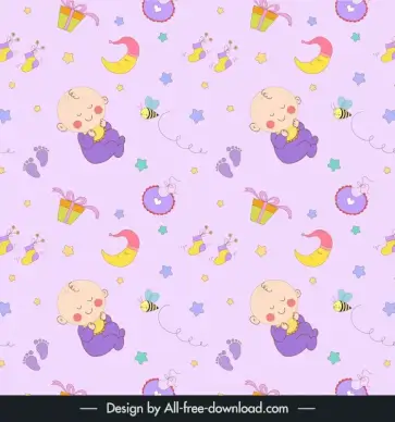 baby seamless pattern template repeating kid elements
