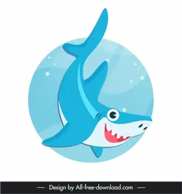  baby shark design elements flat cartoon design circle isolation 