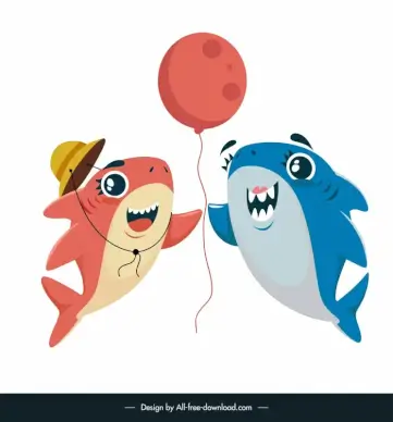 baby shark design elements joyful kids sketch stylized cartoon design 