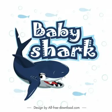 baby shark poster typography template 3d design texts decor