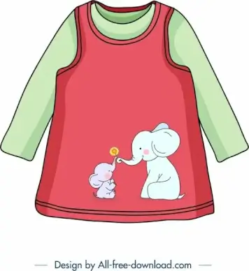 baby shirt template cute elephants icon decor