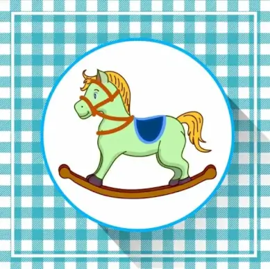 baby shower background horse toy icon checkered decor