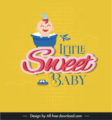 baby shower banner template cute funny bathing kid cartoon design 