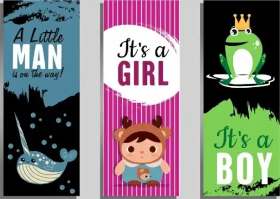 baby shower card templates whale frog kid icons