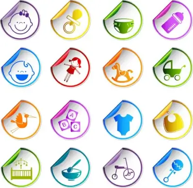 baby toy care sticker icons