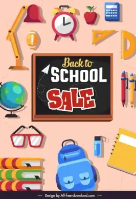 back to school banner flat education elements sketch