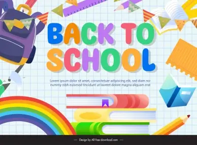 back to school poster template colorful dynamic education objects
