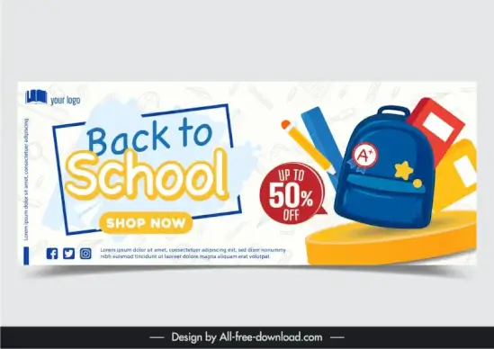 back to school poster template school elements decor