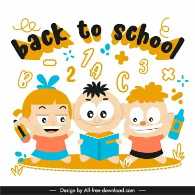 back to school template funny learning kids sketch