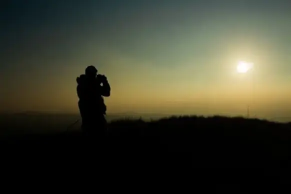 backlit dark dawn dusk evening fog landscape light