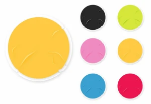 Badly glued old blank stickers