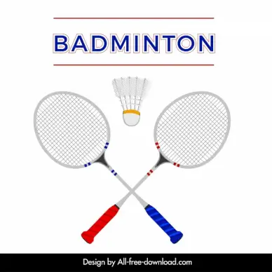 badminton sport advertising banner modern symmetric flat sketch