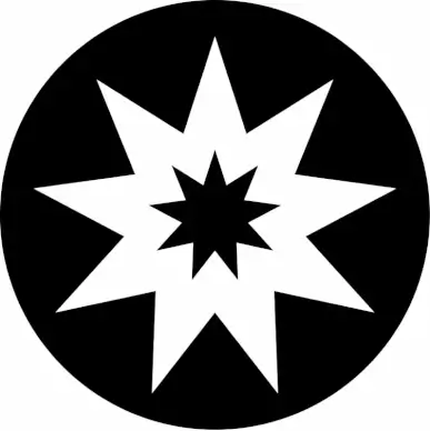 bahai religion sign icon flat black white contrast star shapes circle sketch
