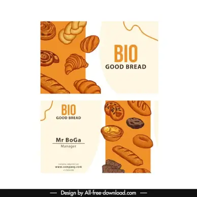 bakery business card template bread cakes sketch