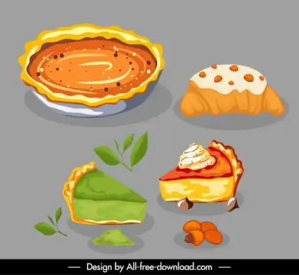 bakery design elements retro design bread cake sketch